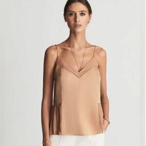 Reiss US 4 Elodie Cami Top Woven Satin Nude